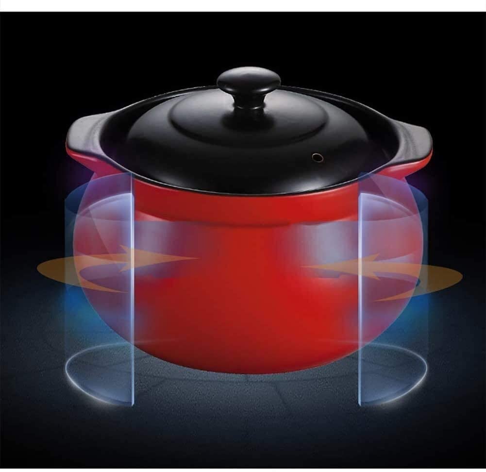 Amazon｜深型土鍋土鍋蓋付き丸型陶器鍋鍋炊飯器調理器具（色：赤